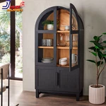 Elegant Juliet Wooden Arched 2 Glass Doors Display Cabinet Kitchen Living Room. Fixed Price $532.94.