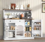 48 Kitchen Pantry Cabinet With Glass Doors, Wood Coffee Bar Drawer. Fixed Price $249.99.