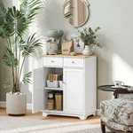 Homcom Rubber Wood Top Kitchen Cupboard Side Cabinet Island W/ Adjustable Shelf. Fixed Price $116.99.
