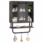 Bathroom Wall Cabinet W/sliding Barn Door Metal Hanging 3 Hooks For Kitchen. Fixed Price $59.99.