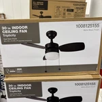 Hampton Bay Triplicity 30 In. Indoor Led Matte Black Ceiling Fan With Light. Fixed Price $55.00.