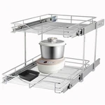 Dindon 2 Tier Pull Out Cabinet Organizer (14" W X 18" 14'' 18'' D, Chrome. Fixed Price $117.90.