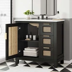 Modway Dixie 36 Solid Wood Bathroom Vanity Cabinet Black White. Fixed Price $741.25.