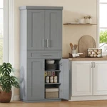 Homcom Kitchen Pantry With Doors And Drawer Adjustable Shelves, Gray. Fixed Price $209.99.