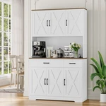 Homfa Kitchen Pantry With Built-in Charging Station, 71 In, White, 4 Cabinets, 2. Fixed Price $198.00.