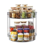 Lamu 12" 2-TIER Lazy Susan Turntable Organizer Rotating Spice Rack Grey Durable. Fixed Price $34.99.