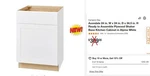 Hampton Bay Avondale 24 X 34.5 In. Base Kitchen Cabinet Alpine White. Fixed Price $150.00.
