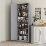 Homcom 67" Kitchen Pantry Storage Cabinet With Shelves, Distressed Gray. Fixed Price $155.99.