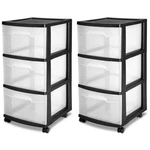 Sterilite 3-DRAWER Plastic Rolling Storage Cart, Clear With Black Frame (2-PACK). Fixed Price $134.99.