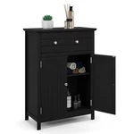 Costway Bathroom Floor Cabinet Wooden Storage Organizer With Drawer &doors Black. Fixed Price $79.99.