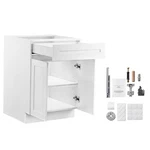Uimoso Shaker Base Cabinet 24X24X34.5" Ready To Assemble With Drawer White. Fixed Price $163.09.