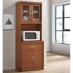 Hodedah Kitchen Cabinet With 1 Drawer Plus Space For Microwave Cherry Wood. Fixed Price $153.99.