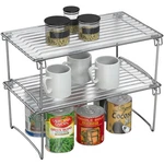 Stackable Cabinet Shelf Organizer, 2 Pack, Chrome. Fixed Price $28.48.