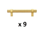 *lot Of 9* Gliderite 3-3/4 In. Center-to-center Brass Gold Knurled Bar Pull. Fixed Price $28.99.