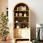 4-TIER Arched China Display Cabinet With Glass DOOR&4 Drawer,kitchen Dining Room. Fixed Price $247.00.