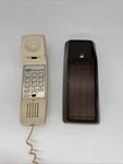 Vtg Designer Wall Or Desktop Tan Brown & Wood Panel Push Button Phone Untested. Fixed Price $22.99.