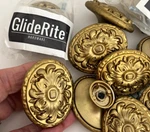 New Lot Of 6 Gliderite Brass Ornate Metal 2" Oval Knobs Cabinet Cupboard Pulls. Fixed Price $32.75.