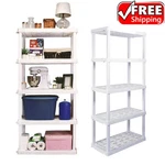 5-SHELF Plastic Shelves Garage Storage Shelving Unit White 750LBS 74"HX18"DX36"W. Fixed Price $78.02.