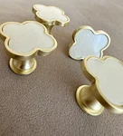 Set Of 4 Clover Leaf Brass Milky Knobs Lucky Cabinet & Dresser Pulls. Fixed Price $28.50.