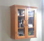 Kitchen Bathroom Wall Cabinet With Adjustable Shelves Brown Wood Glass Cupboard. Fixed Price $149.89.