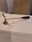 Antq. Solid Brass Candle Snuffer Wood Handle Twisted W/ Bird On Top L2. Fixed Price $25.00.