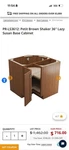 West Point Grey Brown Shaker Lazy Susan Base Cabinet Wood Stainless Steel 36IN. Fixed Price $200.00.