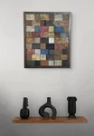 Rustic Boho Colorful Wood Wall Art 21X25 Jewel Tone Geometric Hanging. Fixed Price $68.40.