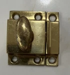 Vtg Solid Brass Cabinet Latch T-handle Spring Cupboard Turn Pantry Oval Knob Nos. Fixed Price $25.00.