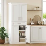 Homcom Kitchen Pantry With Doors And Drawer, Adjustable Shelves, White. Fixed Price $279.99.