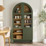 Elegant Arched China Display Cabinet Sturdy Wood Glass Doors Kitchen Dining Room. Fixed Price $449.92.