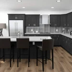 All Wood Rta 10X10 Classic Cottage Slate Kitchen Cabinets Shaker Dark Gray Stain. Fixed Price $3999.99.