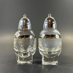 Vintage Cambridge Square Base Salt & Pepper Shakers With Silver Band Trim. Fixed Price $24.95.